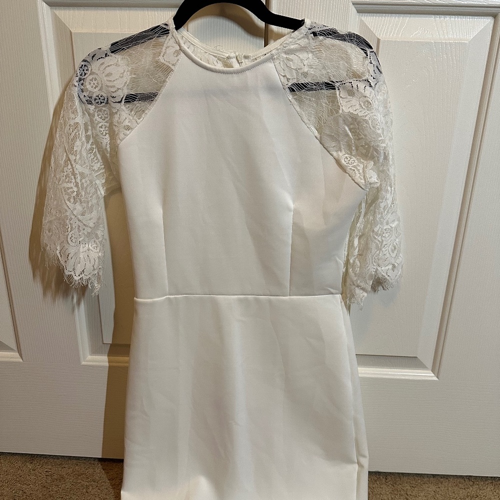 White Lace Back Dress